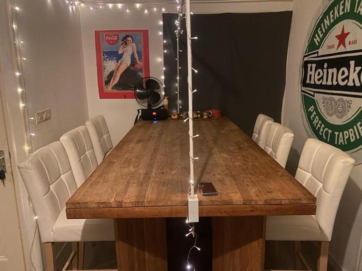 Hoge tafel met stoelen - Verhuizing, Huis en Inrichting, Tafels | Eettafels, Gebruikt, 100 tot 150 cm, 200 cm of meer, Vijf personen of meer