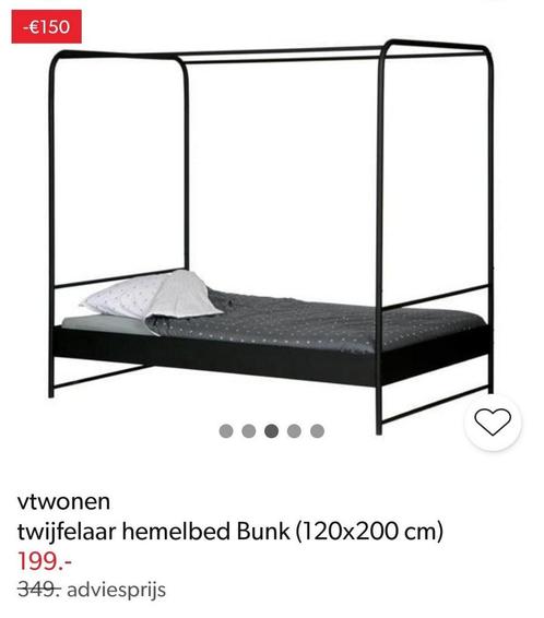 VT wonen metalen bed, Huis en Inrichting, Slaapkamer | Bedden, Gebruikt, Eenpersoons, 90 cm, 200 cm, Metaal, Zwart, Ophalen