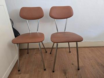 2 chaises vintage mid-century scandinave simili 1960 Franse  beschikbaar voor biedingen
