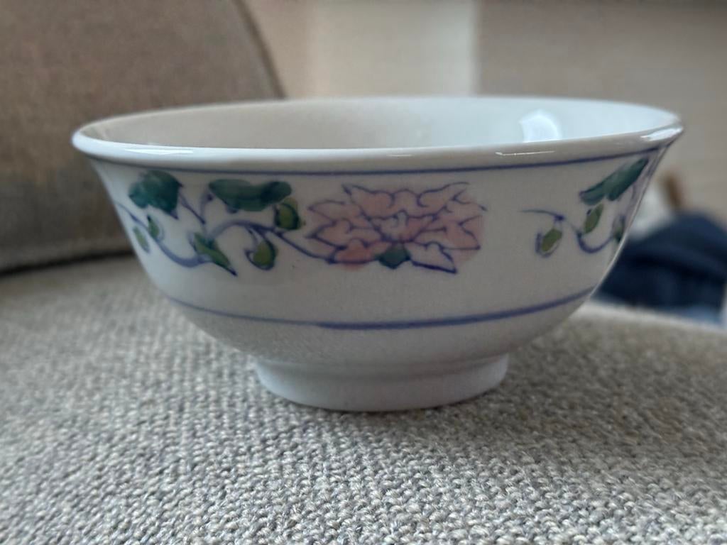 Vintage Chinese Kom rijst kom schaaltje met Bloemmotief, Ophalen of Verzenden