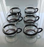 6 Stuks Vintage thee grazen in plastic houder, Glas of Glazen, Ophalen of Verzenden, Overige stijlen, Glas
