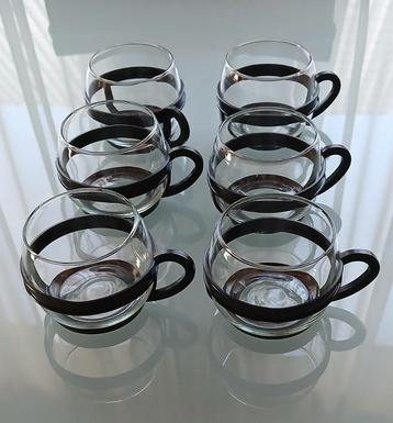  6 Stuks Vintage thee grazen in plastic houder beschikbaar voor biedingen