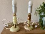 Twee groen onyx / marmeren lampjes, Ophalen of Verzenden, Zo goed als nieuw, Minder dan 50 cm