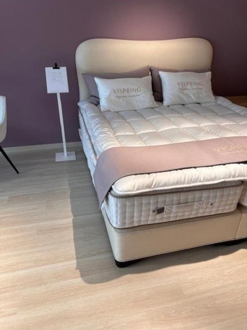 boxspring, Huis en Inrichting, Slaapkamer | Boxsprings, Nieuw, 180 cm, 210 cm, Tweepersoons, Crème, Ophalen