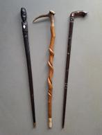 div. vintage houten wandelstok houtsnijwerk hardhout 50€/st, Ophalen of Verzenden