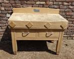 oude dubbele slagersblok kapblok hakblok werkbank, Antiek en Kunst, Curiosa en Brocante, Ophalen