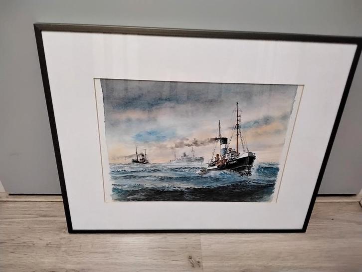 Zeer mooi boot schilderij Scheepvaart, Verzamelen, Scheepvaart, Zo goed als nieuw, Ophalen