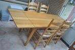 Eetkamertafel + 4 stoelen, eikenhout, Ophalen, Gebruikt, 4 tot 6 stoelen