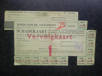 WWII Nederlandsche volksdienst Schadekaart vervolgkaart. beschikbaar voor biedingen