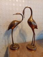 Set van 2 mid century messing kraanvogels, Ophalen of Verzenden, Gebruikt, Metaal, Dierenbeeld