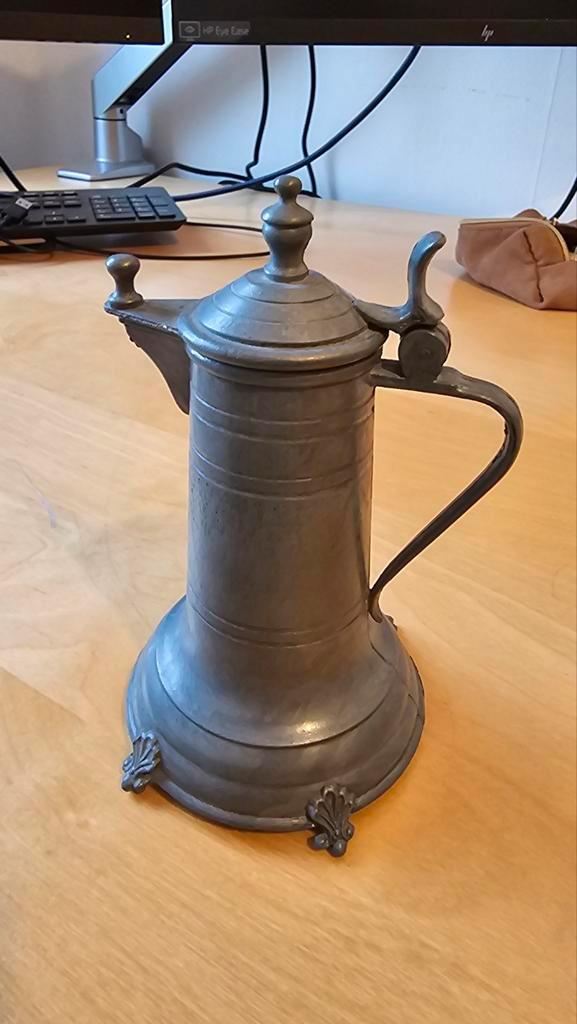 Antieke Tinnen Kan / Kruik, Antiek en Kunst, Antiek | Tin, Ophalen of Verzenden
