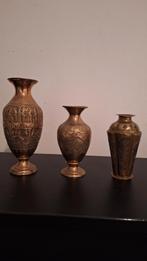 Oude antieke vaasjes Egypte zeer mooi bewerkt brons koper, Ophalen of Verzenden