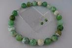 AGAAT (18 mm) ketting/oorhanger-set, Verzenden, Nieuw, Groen, Met edelsteen