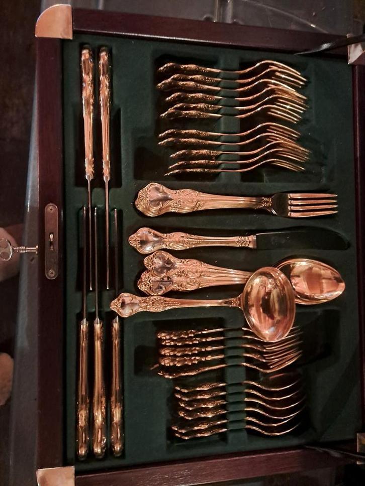 Verguld BSF Bestekset in Koffer 12 persoons, Antiek en Kunst, Antiek | Bestek, Ophalen of Verzenden