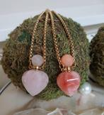 Edelsteen Parfum flesje aan een Ketting. Rozenkwarts / Jade., Verzenden, Nieuw, Steen of Mineraal, Roze