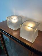 Frosted ice cube tafellamp set 2 van stuks ikea iviken, Minder dan 50 cm, Glas, Ophalen of Verzenden, Zo goed als nieuw