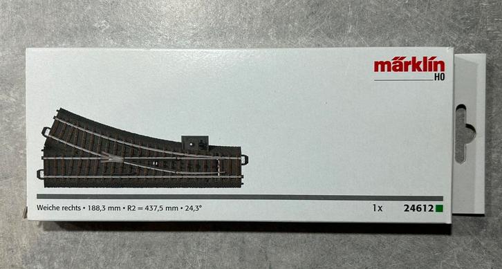 Marklin HO C-rails DIGITAAL 24612 wissel rechts, Hobby en Vrije tijd, Modeltreinen | H0, Zo goed als nieuw, Rails, Wisselstroom
