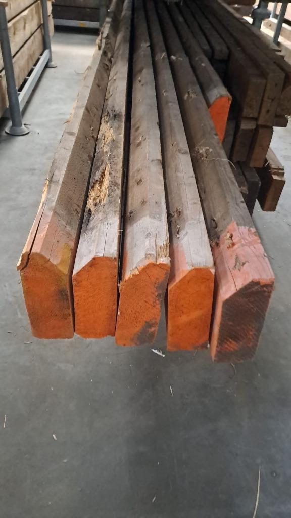 6 Nokbalken 19 x 7 aan 1 kant schuin gezaagd 3,50-5,60m, Tuin en Terras, Palen, Balken en Planken, Gebruikt, Balken, 250 cm of meer