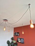 Koperen Touwlamp/ Hanglamp met 5 lichtpunten., Huis en Inrichting, Lampen | Wandlampen, Ophalen of Verzenden, Gebruikt