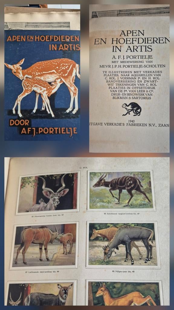 Apen en Hoefdieren in Artis - A.F.J. Portielje, Ophalen of Verzenden