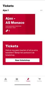 Ajax - Monaco 3 augustus ( 1 kaartje vak 406), Tickets en Kaartjes, Twee personen