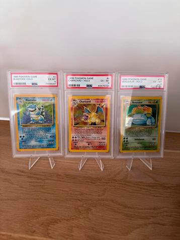 Pokemon Base big 3 PSA 6 Charizard, Venusaur en blastoise beschikbaar voor biedingen