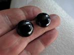 Oude oorclipjes kleine zwarte glas bolletjes, Sieraden, Tassen en Uiterlijk, Oorbellen, Gebruikt, Verzenden, Zwart, Glas