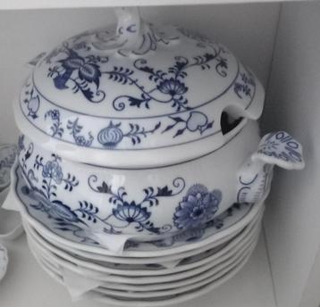 zwiebelmuster 6 soep, 6 ontbijtborden, soepterrine, sauskom beschikbaar voor biedingen