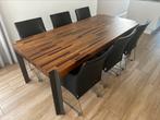 Linteloo Uluwatu eettafel en Topform eetstoelen, Huis en Inrichting, Ophalen, Gebruikt, 100 tot 150 cm, 200 cm of meer