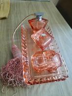 Rose glas vintage kaptafelparfum set, Sieraden, Tassen en Uiterlijk, Uiterlijk | Parfum, Ophalen of Verzenden, Gebruikt