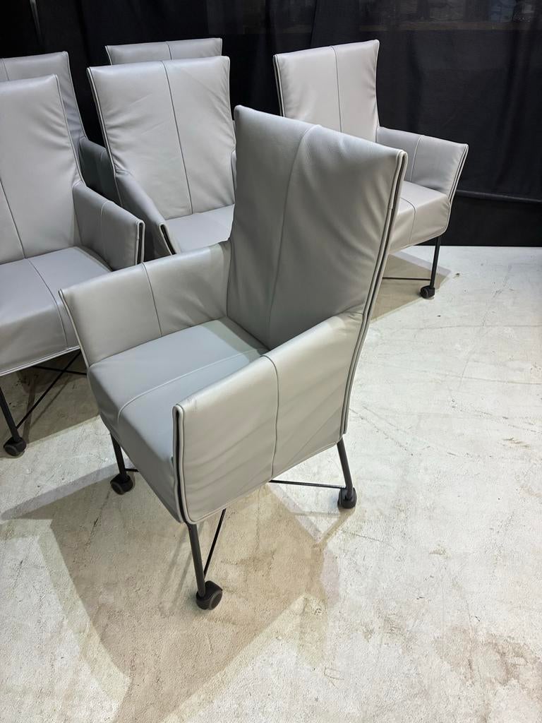 6 Montis Chaplin Stoelen - Als Nieuw - Nieuw Leer, Huis en Inrichting, Ophalen, ., Zo goed als nieuw, Metaal