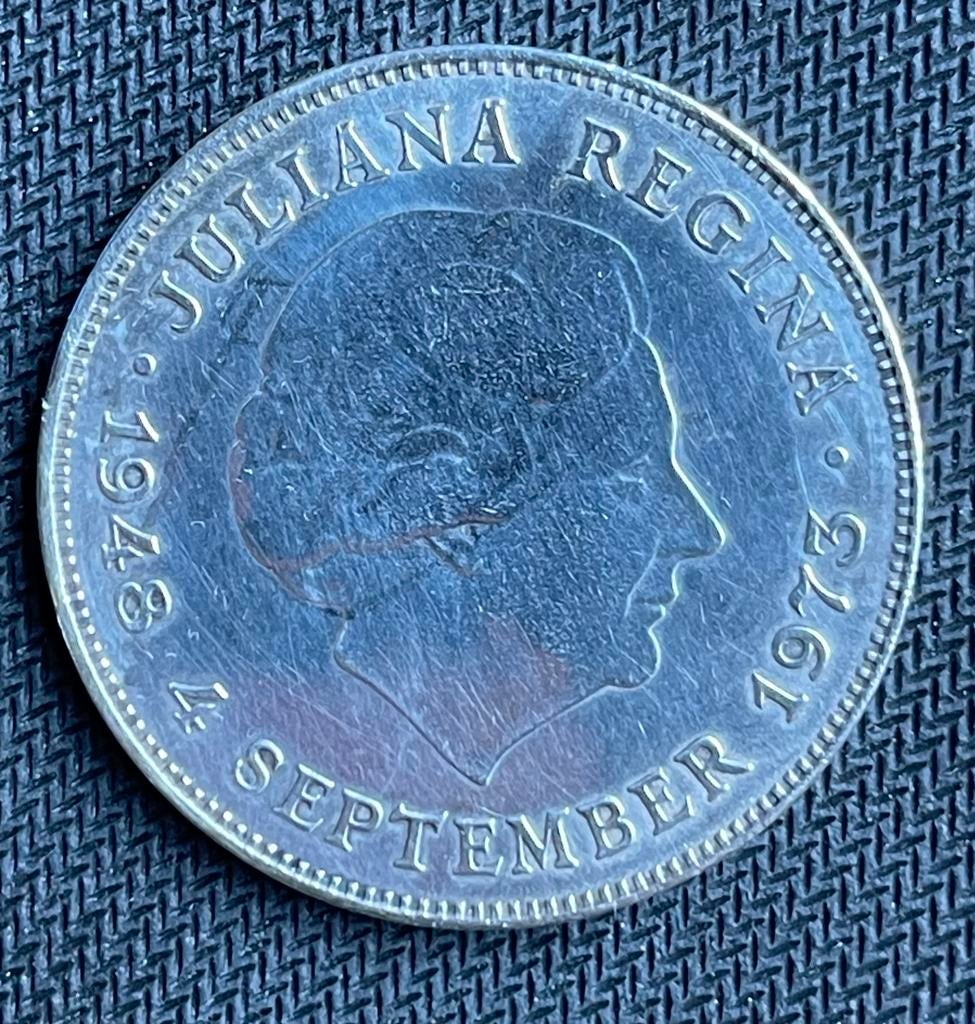 Zilveren tientje met Juliana 1973, Postzegels en Munten, Munten | Nederland, Koningin Juliana, Zilver, Ophalen of Verzenden, Losse munt
