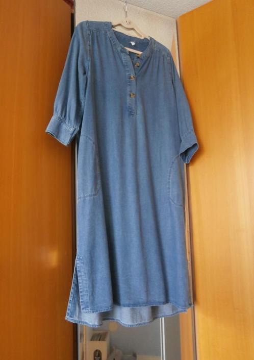 Fijne Denimlook jurk/tuniek mt S valt als M (Hema)3/4 mouw., Kleding | Dames, Jurken, Zo goed als nieuw, Maat 38/40 (M), Blauw