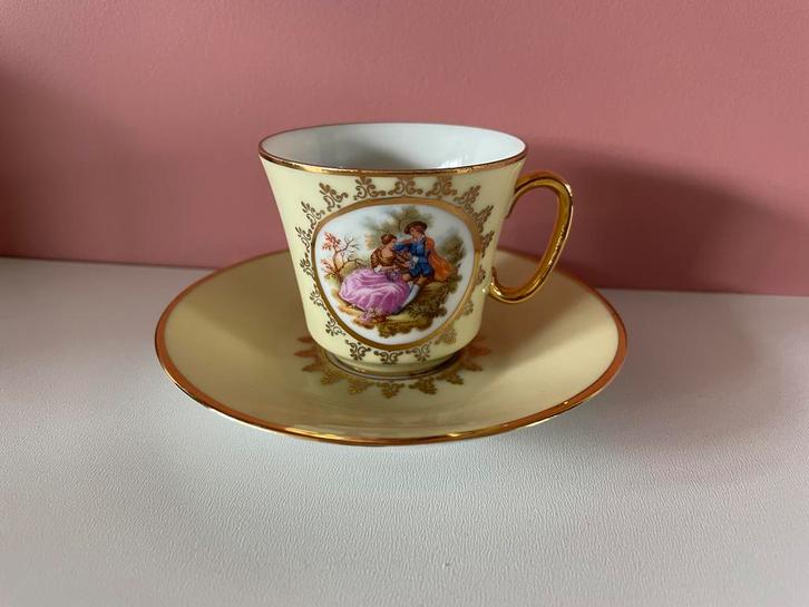 Antieke Limoges kop en schotel, Antiek en Kunst, Antiek | Porselein, Ophalen of Verzenden
