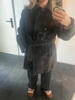 Vintage Shearling Jas Donkergrijs - Maat 40, Ophalen of Verzenden, Gedragen, Maat 38/40 (M), Grijs