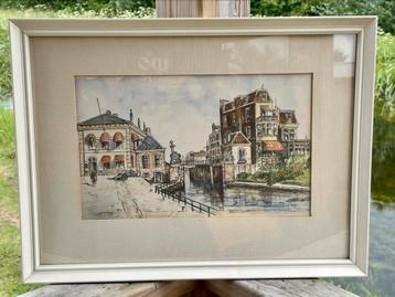Lijst met tekening Kleine Sluis Zaandam beschikbaar voor biedingen