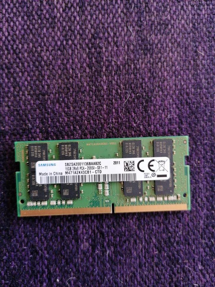 Samsung 16GB DDR4 2666MHz RAM sodimm Geheugen, Computers en Software, RAM geheugen, Gebruikt, Laptop, 16 GB, DDR4, Ophalen of Verzenden