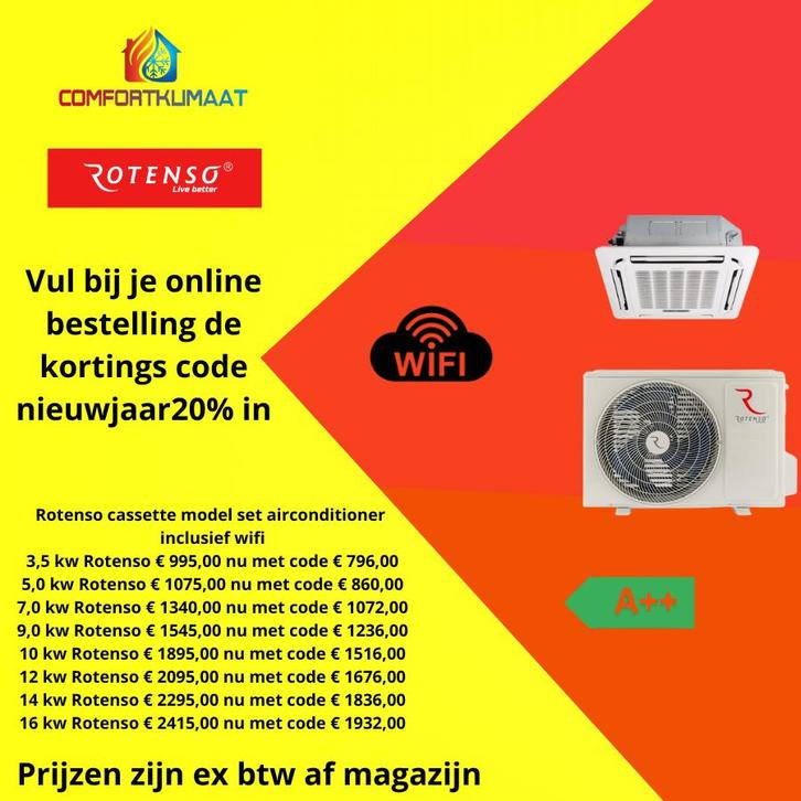 ROTENSO cassette-kanaal-onderbouw airco (NU 20% korting), Doe-het-zelf en Verbouw, Verwarming en Radiatoren, Nieuw, Overige typen