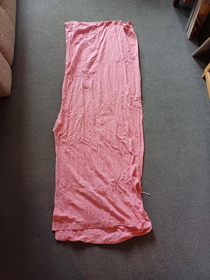 Grote lap stof rood wit ruitje binnenhoes slaapzak, Antiek en Kunst, Curiosa en Brocante, Verzenden
