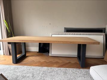 Eetkamertafel eiken blad met stalen poten 260x100 beschikbaar voor biedingen