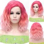 Carnaval pruik duo-color schouderlang met golfjes zonder pon, Verzenden, Nieuw, Pruik of Haarverlenging