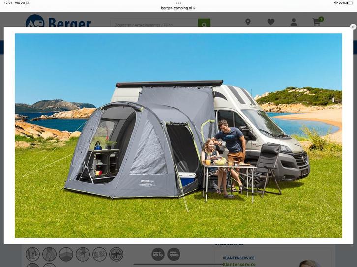 Berger Easy XL opblaasvoortent, Caravans en Kamperen, Camper-accessoires, Zo goed als nieuw, Ophalen