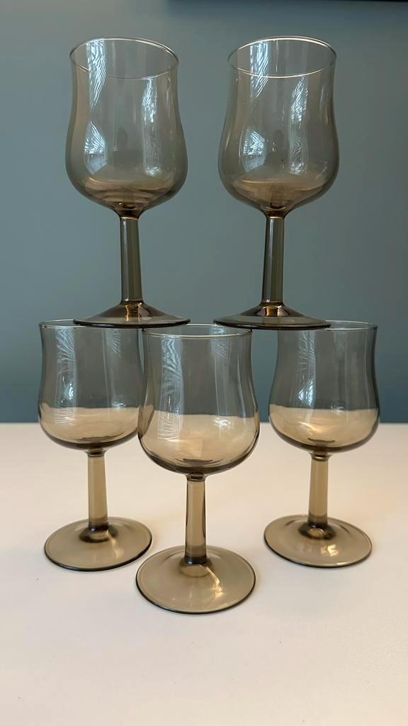 Arcoroc Rookglas Wijnglazen - 5 stuks, Antiek en Kunst, Antiek | Glas en Kristal, Ophalen of Verzenden