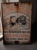 antiek emaille trein bord,reclamebord,antiek,emaille 1910, Verzamelen, Ophalen of Verzenden, Gebruikt, Trein, Overige typen