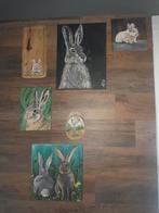 10 prachtige hazen/konijn schilderijen, Ophalen of Verzenden, Zo goed als nieuw
