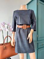 ESPRIT leatherlook jurk maat 36 - donkerblauw - structuur, Blauw, Ophalen of Verzenden, Zo goed als nieuw, Knielengte