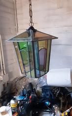 Fraaie antieke glas in lood lamp in zachte kleuren, Ophalen of Verzenden