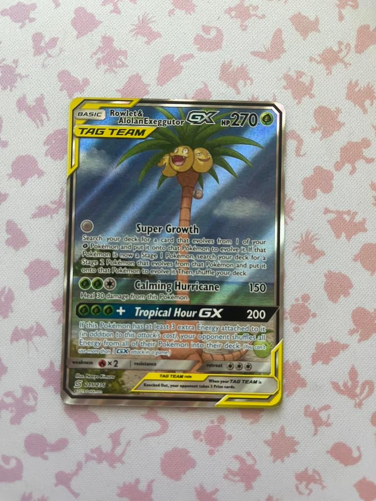 Alt Art Rolwet & Alolan Exeggutor Tag Team GX EXC, Ophalen of Verzenden, Zo goed als nieuw, Losse kaart