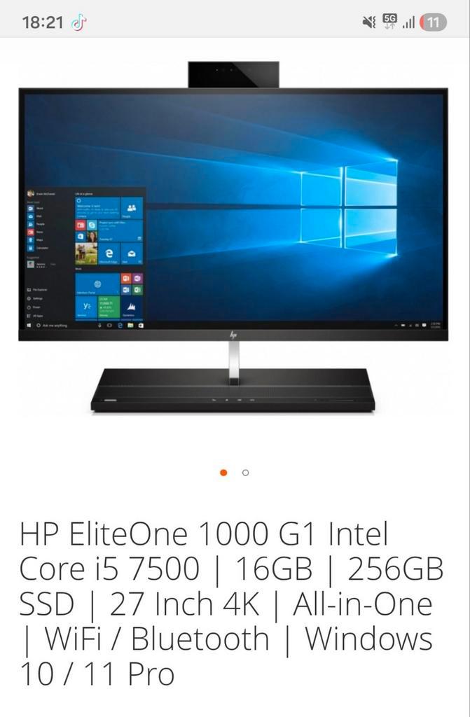 HP EliteOne 1000 G1 All-in-One PC 4K scherm., Computers en Software, Desktop Pc's, Zo goed als nieuw, 3 tot 4 Ghz, SSD, 16 GB