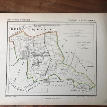 12 / Kuyper kaart Utrecht van Linschoten Litho uit 1865 beschikbaar voor biedingen